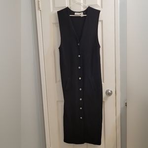 Maxi black button-front dress